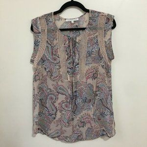 DANIEL RAINN crochet trim paisley print blouseAM18